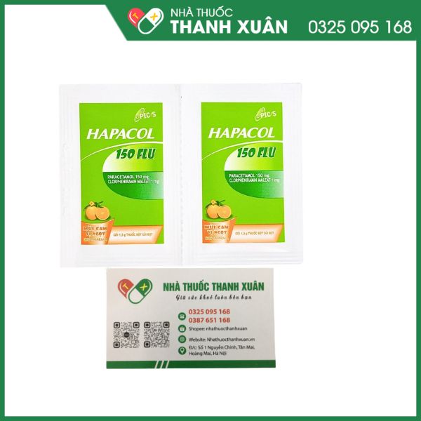 Thuốc cốm sủi bọt Hapacol 150 Flu trị triệu chứng cảm sốt, sổ mũi (24 gói x 1.5g)